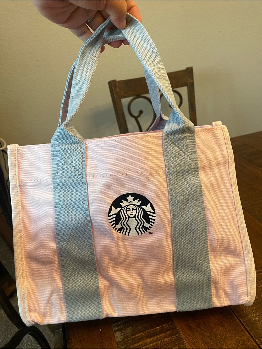 Starbucks Pink Canvas Tote with Light Gray Straps - Picture 2 of 11
